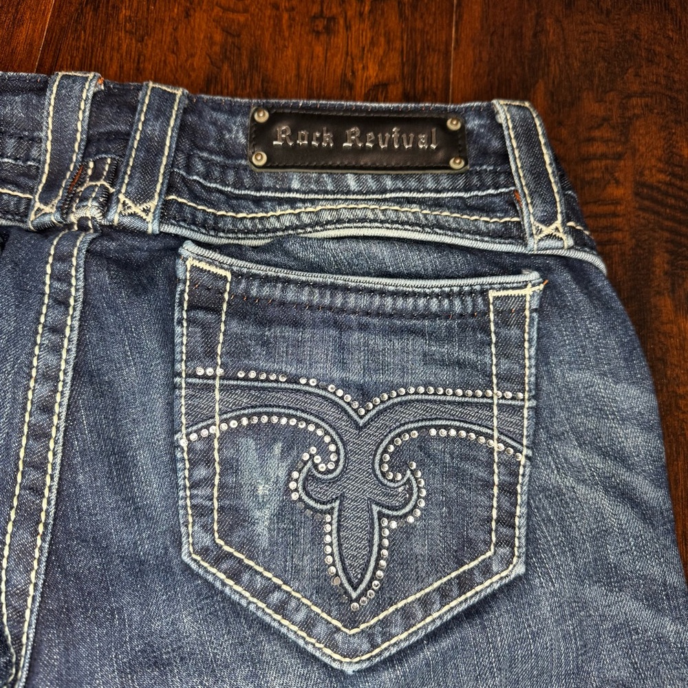 Rock Revival Jody Boot Dark Blue Boot Cut Jeans Y2K Vintage Size 31 EUC - Picture 15 of 16